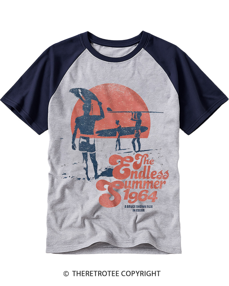 TheRetroTee The Endless Summer 1964 Raglan Baseball T-Shirt