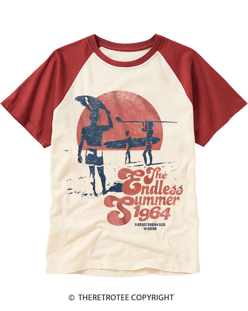 TheRetroTee The Endless Summer 1964 Raglan Baseball T-Shirt