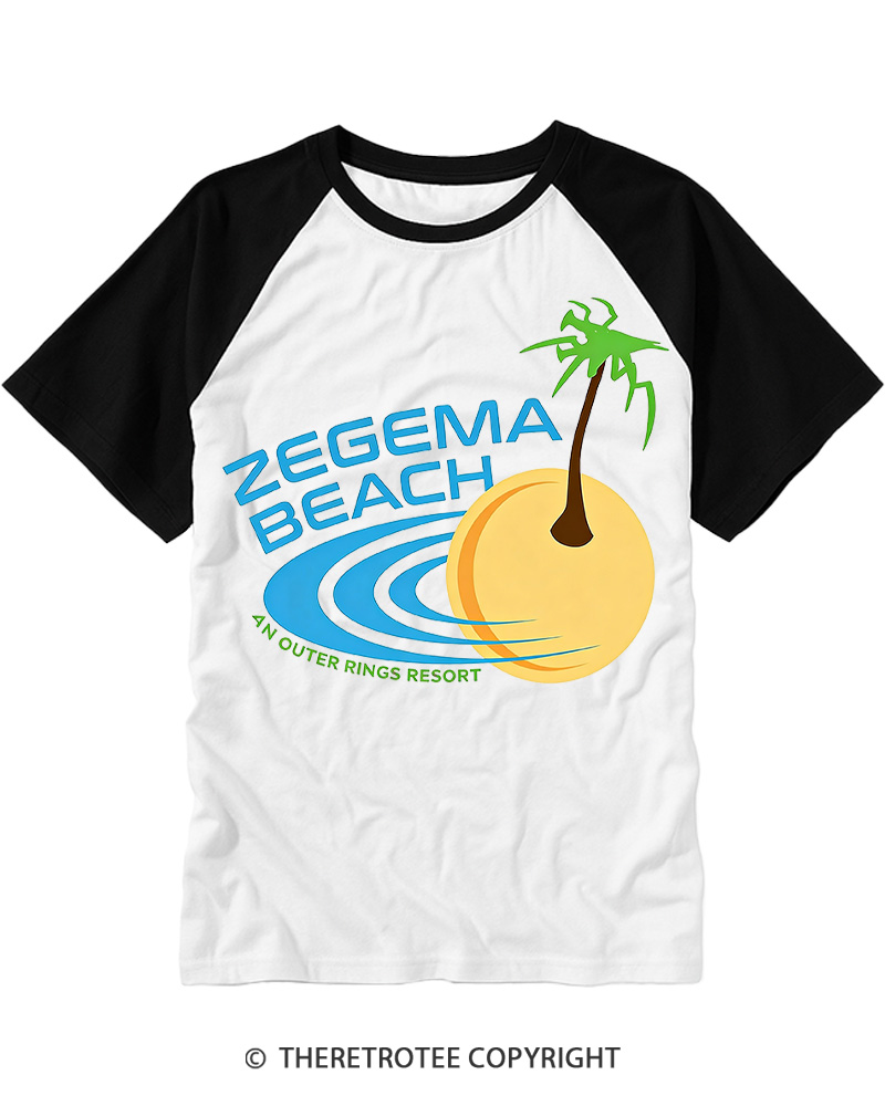 TheRetroTee Zegema Beach 1960s Raglan Baseball T-Shirt