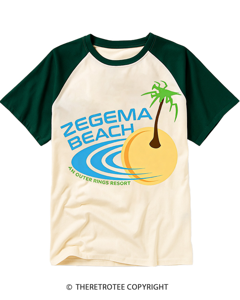 TheRetroTee Zegema Beach 1960s Raglan Baseball T-Shirt