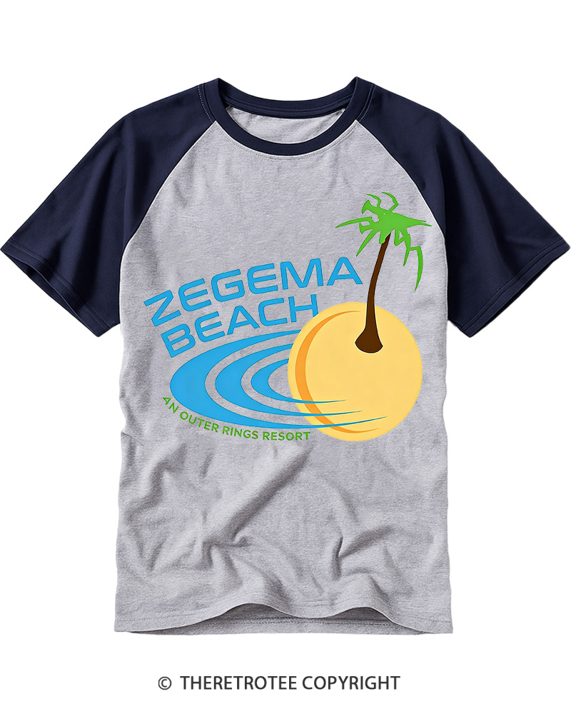 TheRetroTee Zegema Beach 1960s Raglan Baseball T-Shirt