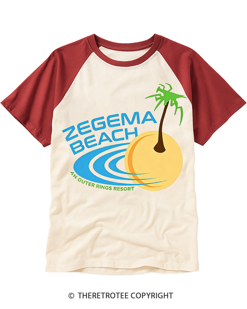 TheRetroTee Zegema Beach 1960s Raglan Baseball T-Shirt