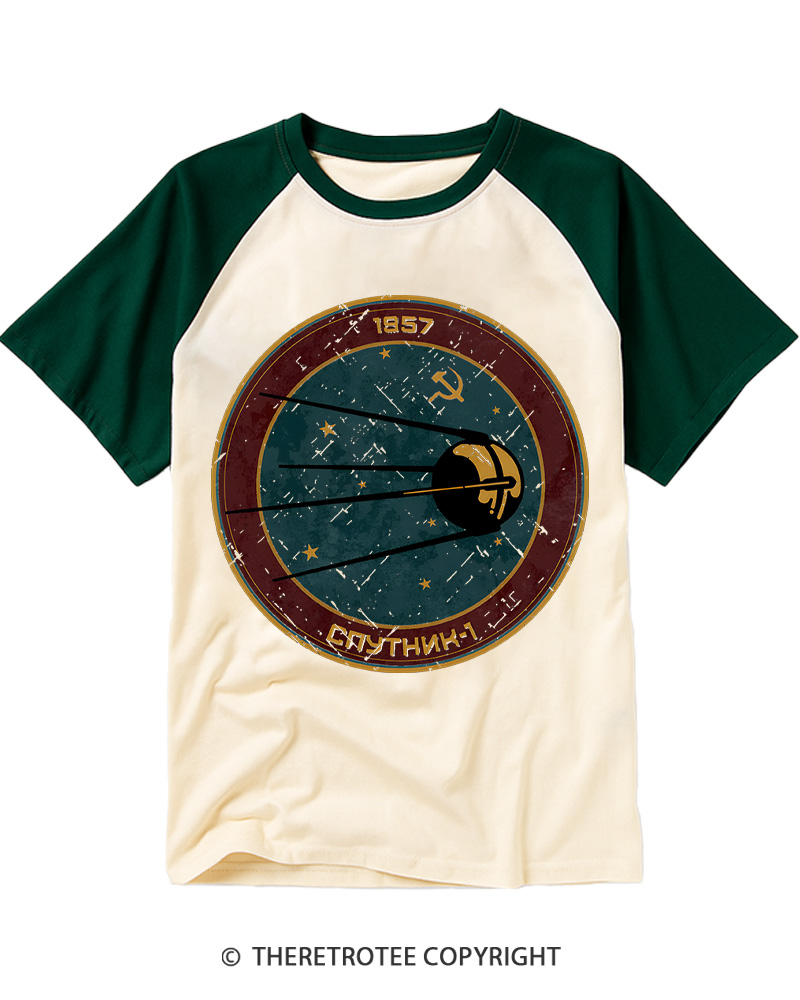 TheRetroTee Спутник-1 1957 Raglan Baseball T-Shirt