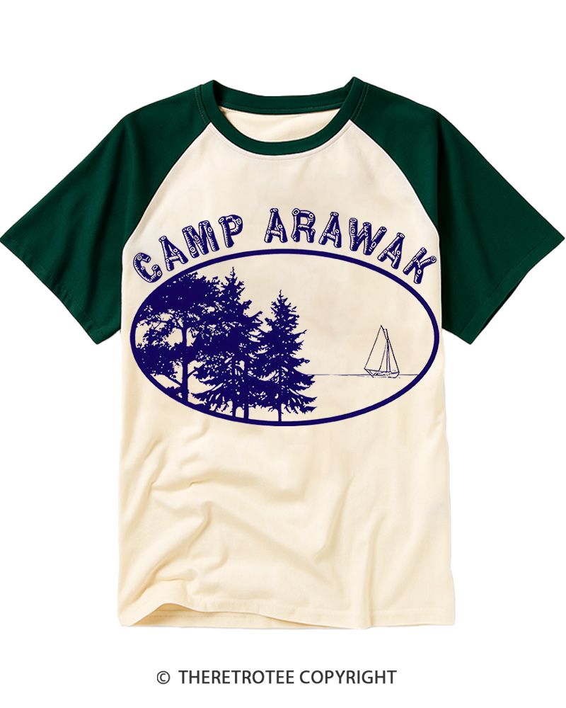 TheRetroTee Camp Arawak 1980s Raglan Baseball T-Shirt