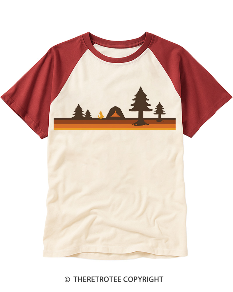TheRetroTee Camper 1980s Raglan Baseball T-Shirt