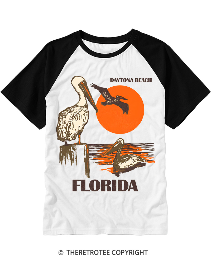 TheRetroTee Daytona Beach Florida 1980s Raglan Baseball T-Shirt