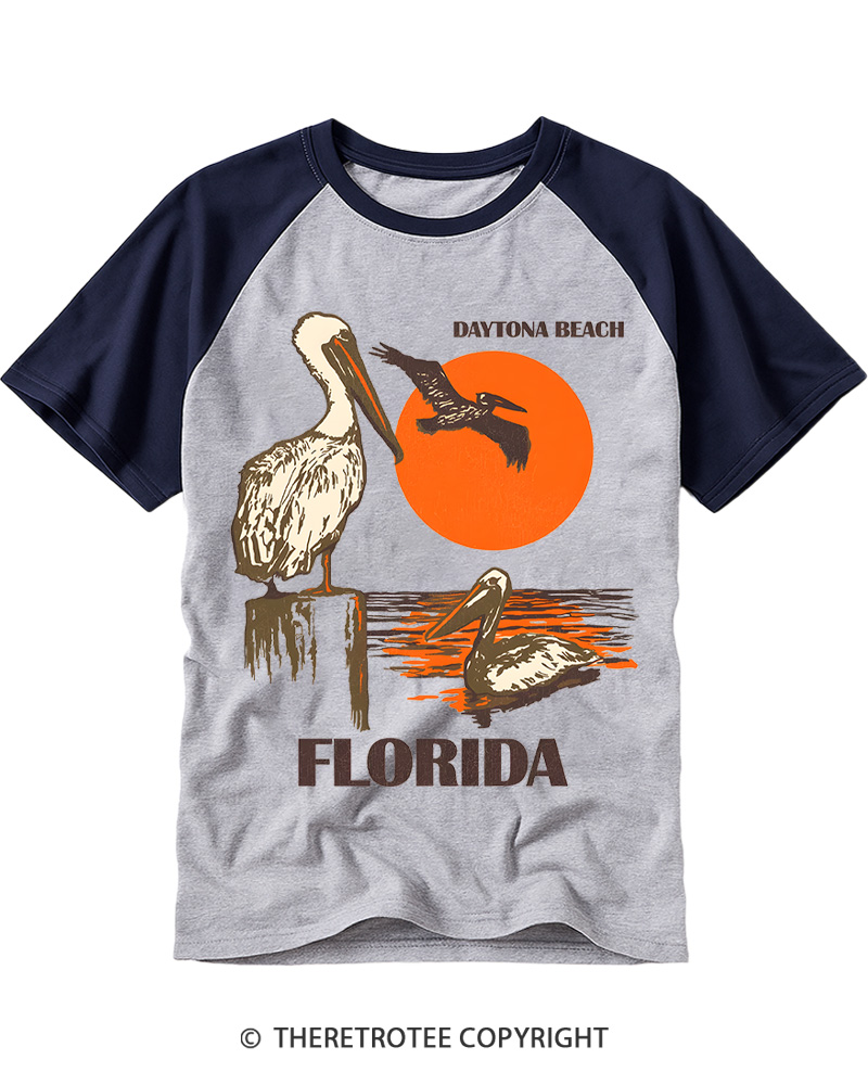 TheRetroTee Daytona Beach Florida 1980s Raglan Baseball T-Shirt