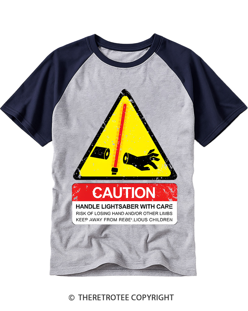 TheRetroTee Handle With Care 1970s Raglan Baseball T-Shirt