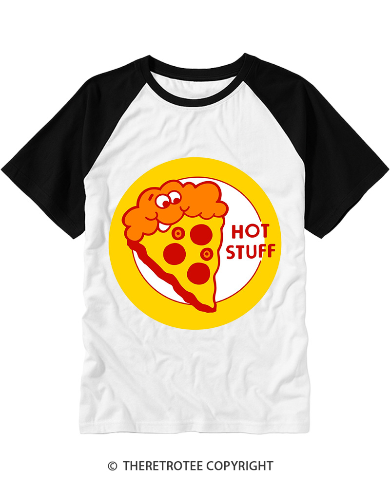 TheRetroTee Hot Stuff 1980s Raglan Baseball T-Shirt
