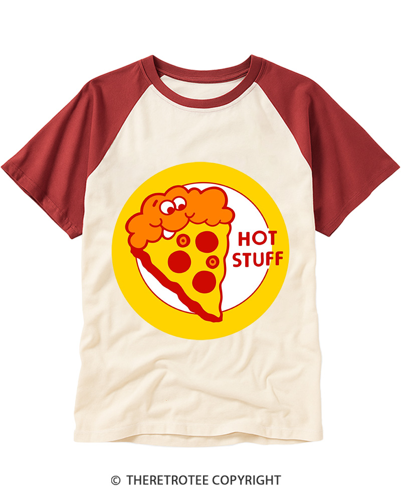 TheRetroTee Hot Stuff 1980s Raglan Baseball T-Shirt
