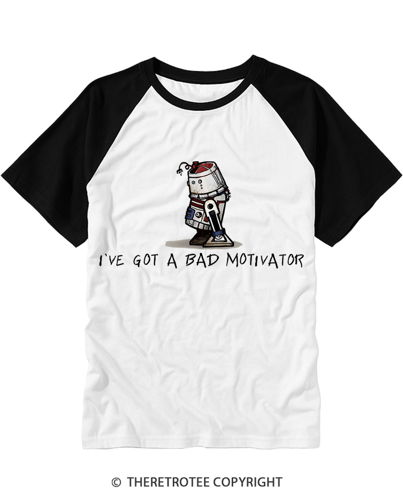 TheRetroTee I've Got a Bad Motivator 1970s Raglan Baseball T-Shirt