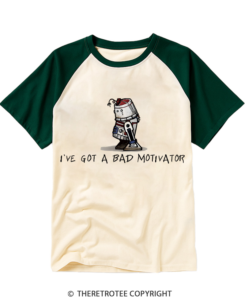 TheRetroTee I've Got a Bad Motivator 1970s Raglan Baseball T-Shirt