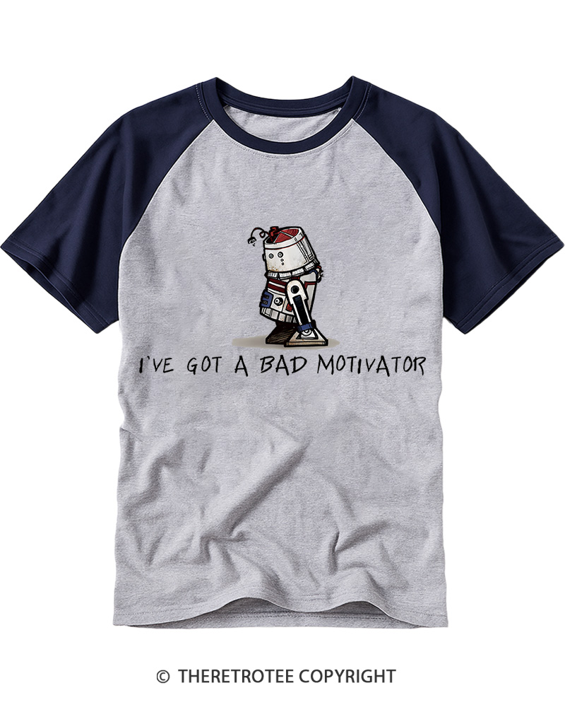 TheRetroTee I've Got a Bad Motivator 1970s Raglan Baseball T-Shirt