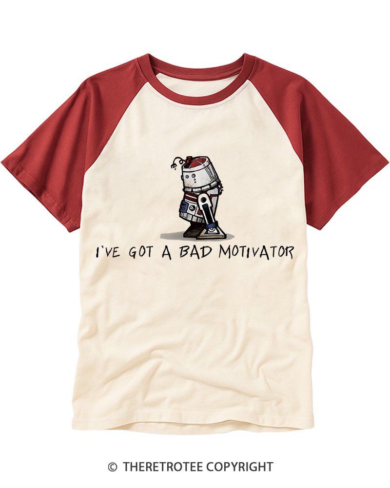 TheRetroTee I've Got a Bad Motivator 1970s Raglan Baseball T-Shirt