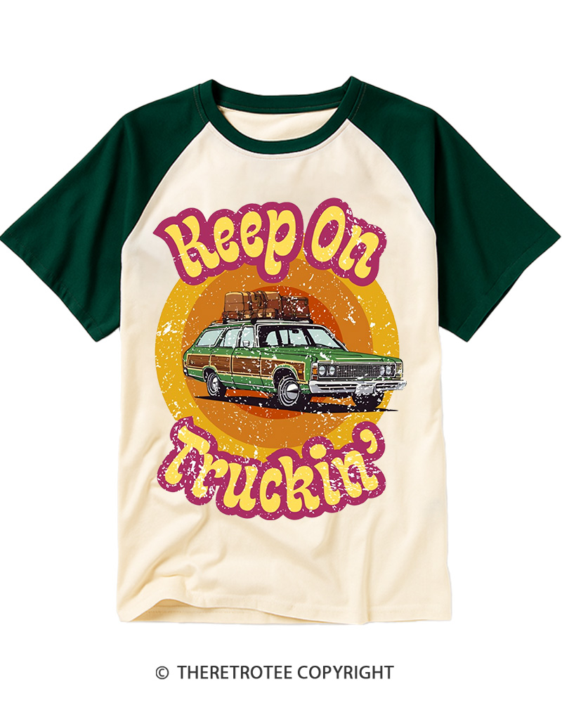 TheRetroTee Keep On Truckin' 1970s Raglan Baseball T-Shirt