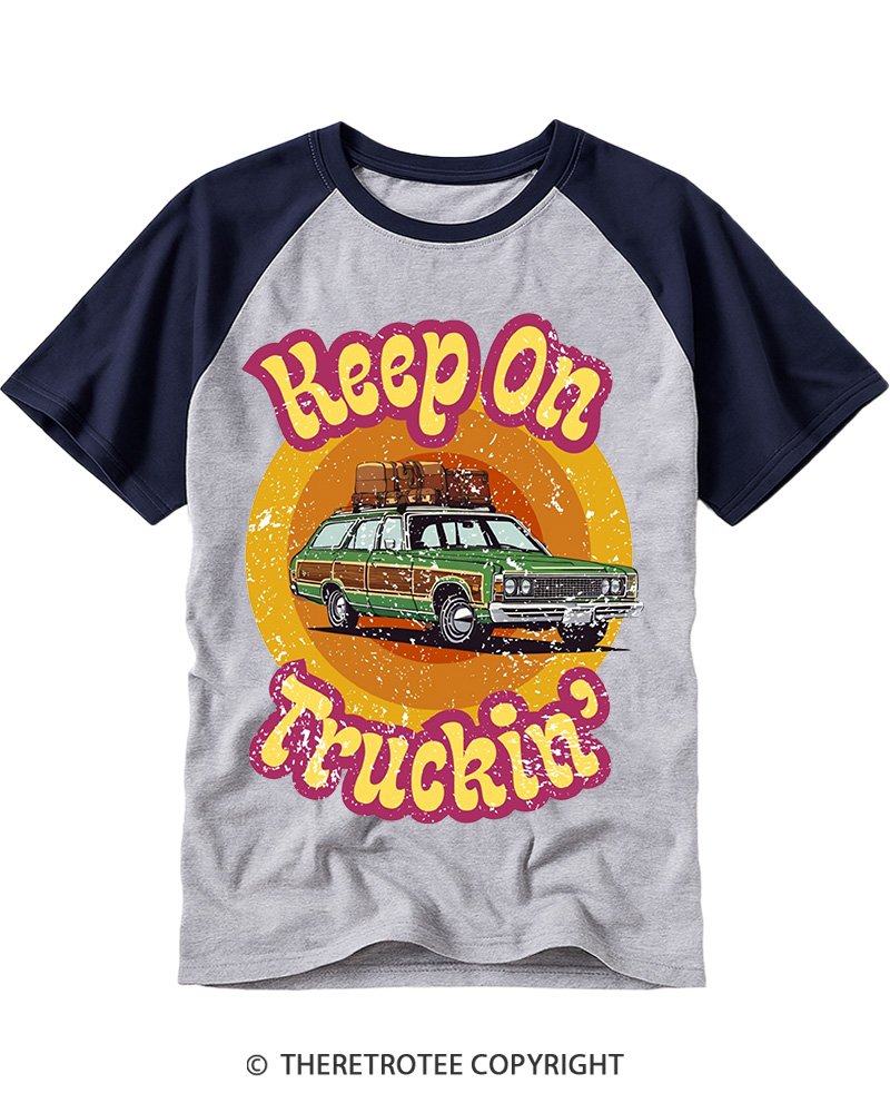 TheRetroTee Keep On Truckin' 1970s Raglan Baseball T-Shirt