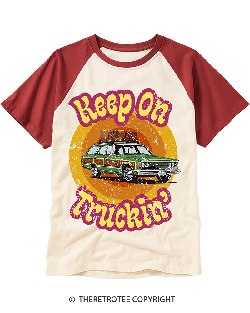 TheRetroTee Keep On Truckin' 1970s Raglan Baseball T-Shirt