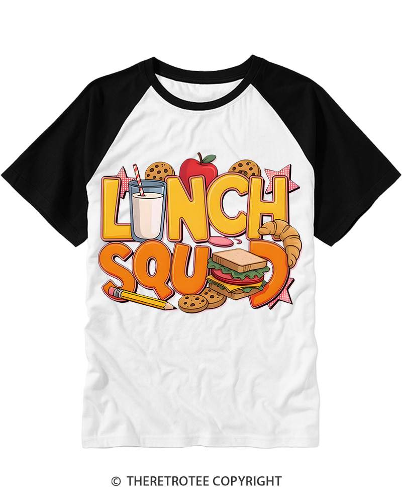 TheRetroTee School Lunch Graphic 1980s Raglan Baseball T-Shirt
