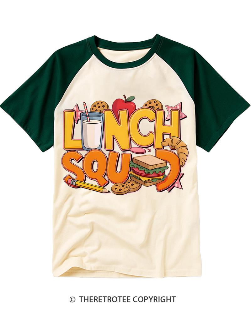 TheRetroTee School Lunch Graphic 1980s Raglan Baseball T-Shirt