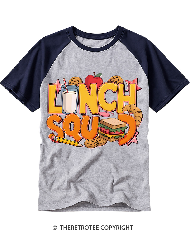 TheRetroTee School Lunch Graphic 1980s Raglan Baseball T-Shirt