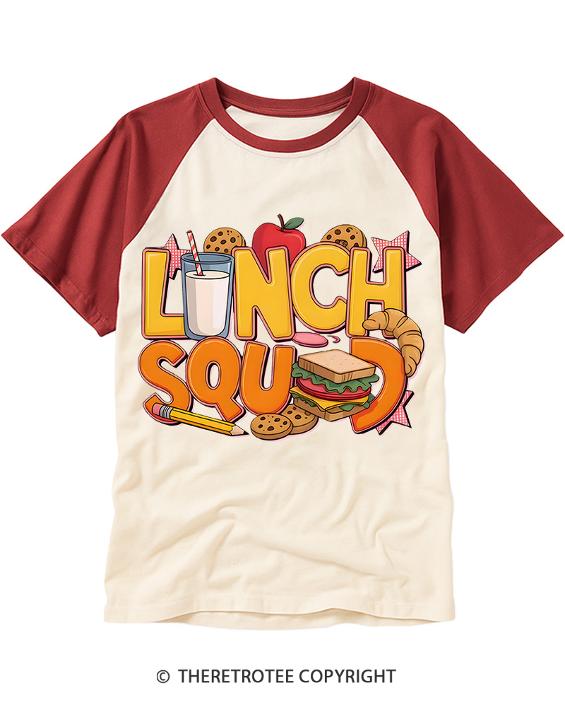 TheRetroTee School Lunch Graphic 1980s Raglan Baseball T-Shirt