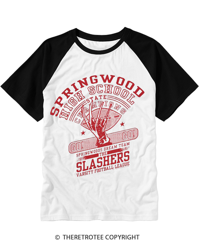 TheRetroTee The Slashers 1980s Raglan Baseball T-Shirt
