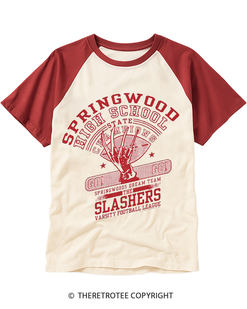 TheRetroTee The Slashers 1980s Raglan Baseball T-Shirt