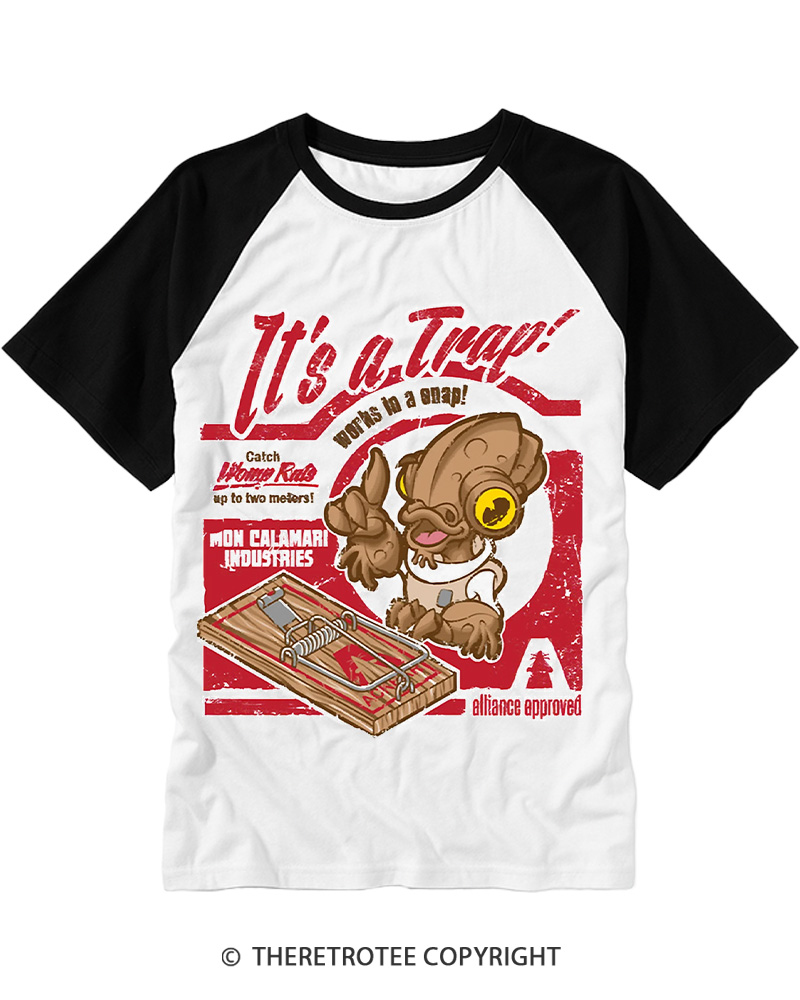 TheRetroTee It's a Trap 1980s Raglan Baseball T-Shirt