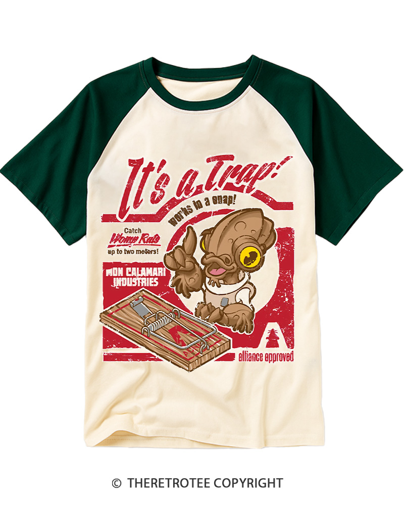 TheRetroTee It's a Trap 1980s Raglan Baseball T-Shirt