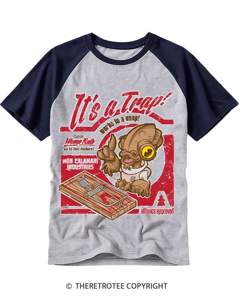 TheRetroTee It's a Trap 1980s Raglan Baseball T-Shirt