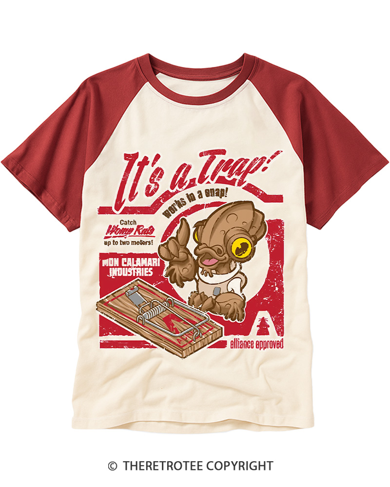 TheRetroTee It's a Trap 1980s Raglan Baseball T-Shirt