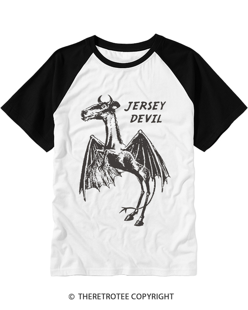 TheRetroTee Jersey Devil 1970s Raglan Baseball T-Shirt