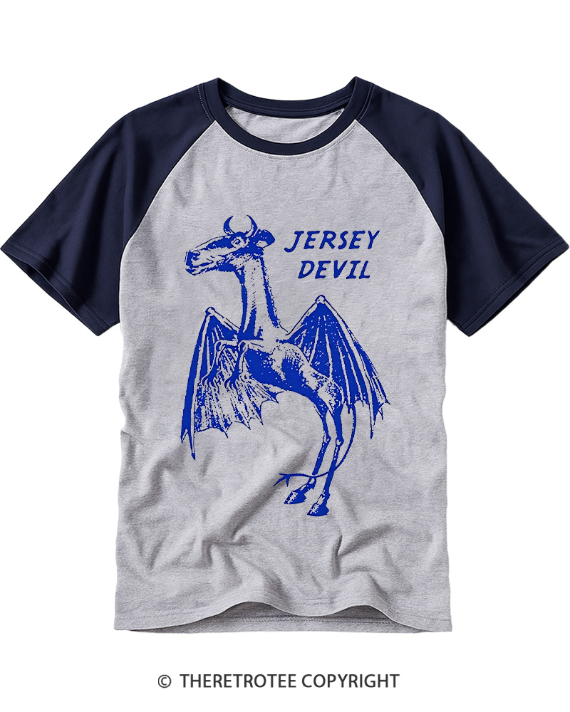 TheRetroTee Jersey Devil 1970s Raglan Baseball T-Shirt