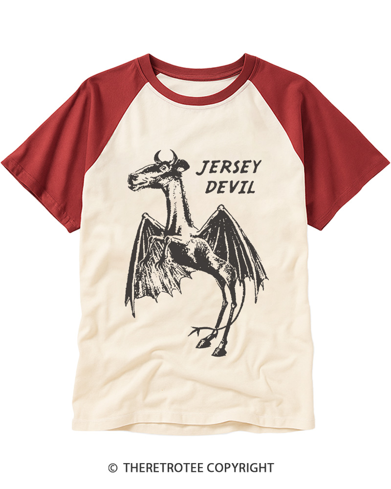 TheRetroTee Jersey Devil 1970s Raglan Baseball T-Shirt