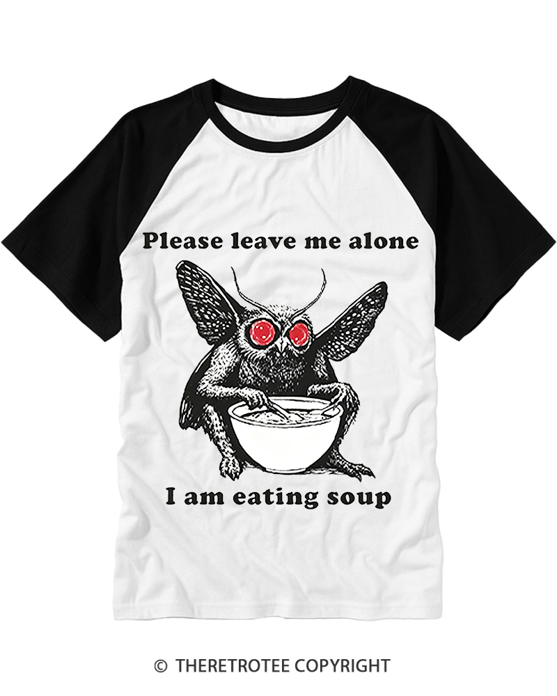 TheRetroTee Mothman Eating Soup 1970s Raglan Baseball T-Shirt