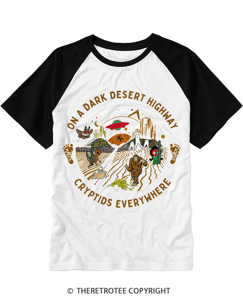 TheRetroTee On A Dark Desert Highway 1970s Raglan Baseball T-Shirt