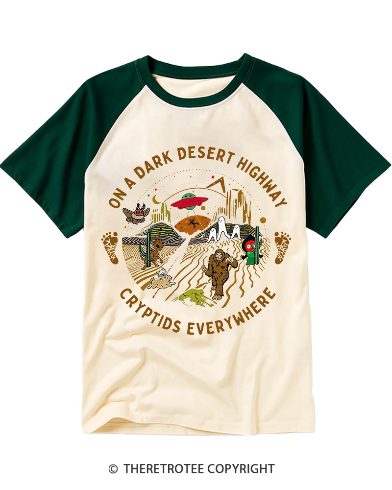 TheRetroTee On A Dark Desert Highway 1970s Raglan Baseball T-Shirt