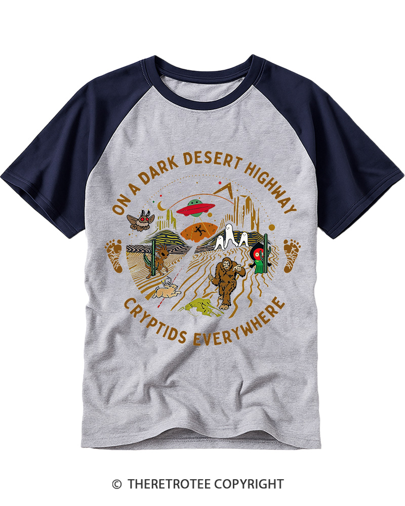 TheRetroTee On A Dark Desert Highway 1970s Raglan Baseball T-Shirt