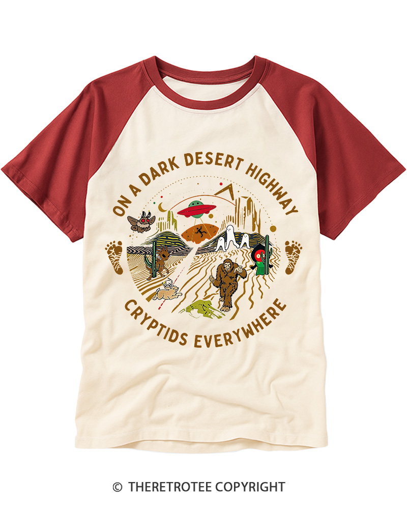 TheRetroTee On A Dark Desert Highway 1970s Raglan Baseball T-Shirt