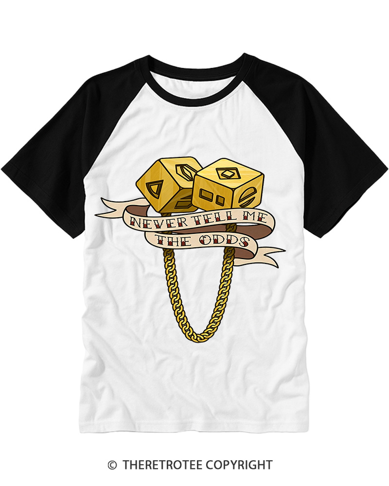 TheRetroTee Solo's Lucky Dice 1980s Raglan Baseball T-Shirt