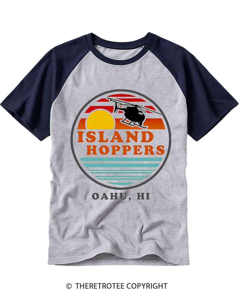 TheRetroTee Island Hoppers Raglan Baseball T-Shirt