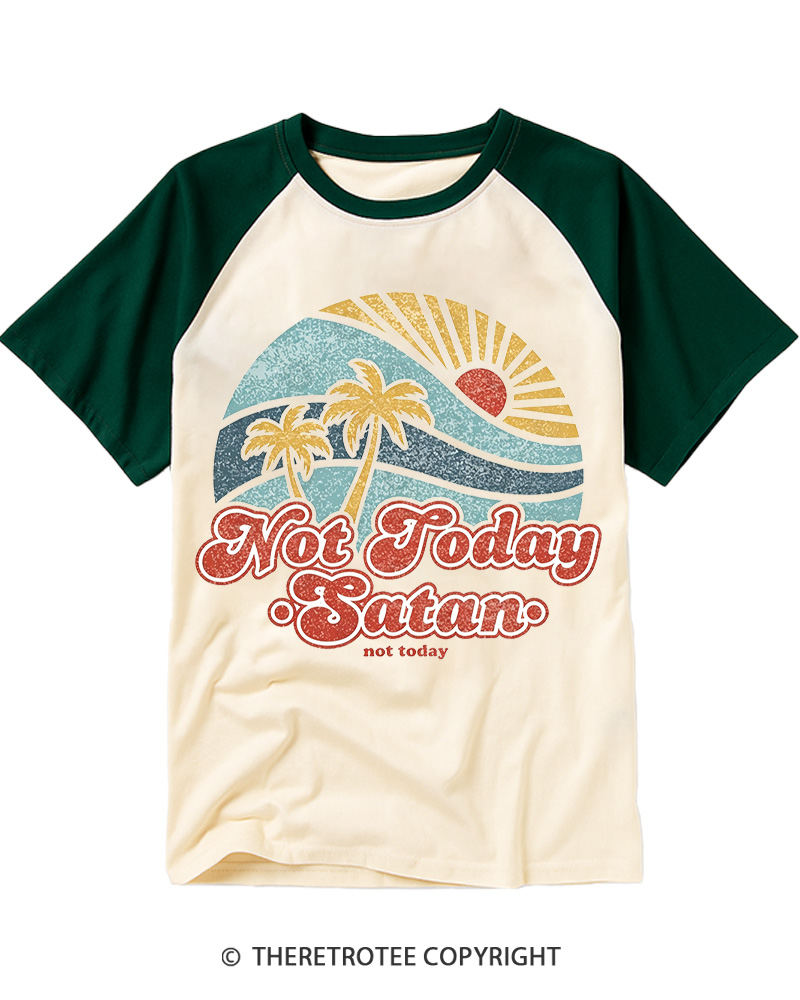 TheRetroTee Not Today Satan Raglan Baseball T-Shirt