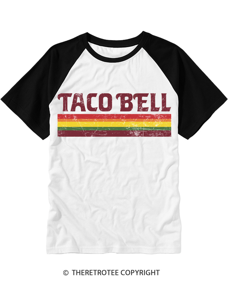 TheRetroTee Vintage Taco Paper Raglan Baseball T-Shirt