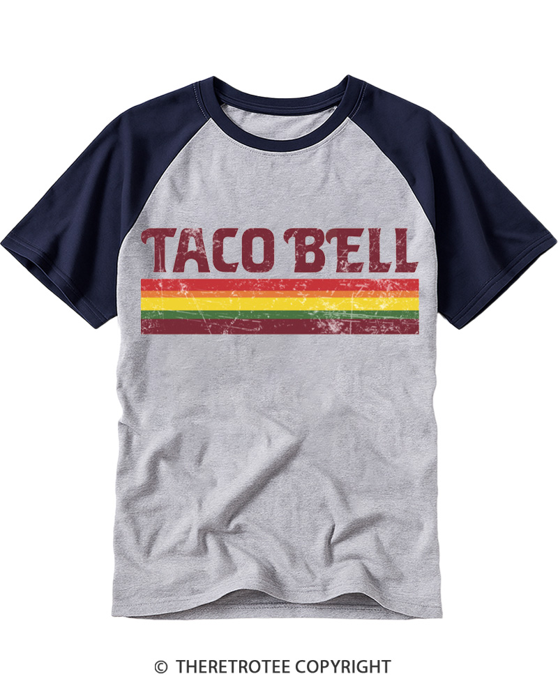 TheRetroTee Vintage Taco Paper Raglan Baseball T-Shirt