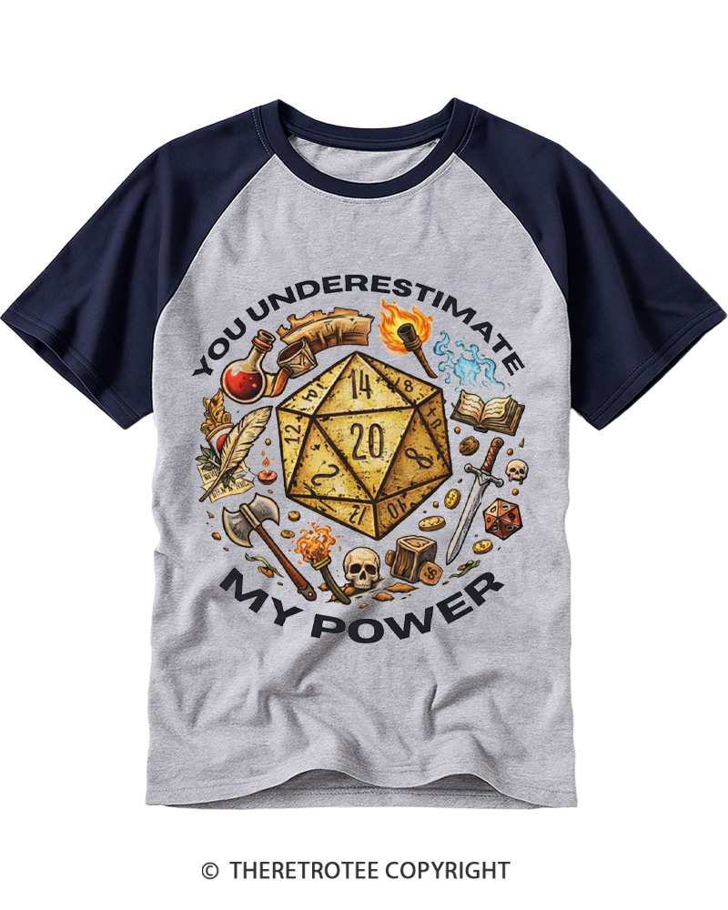 TheRetroTee You Underestimate My Power 1980s Raglan Baseball T-Shirt