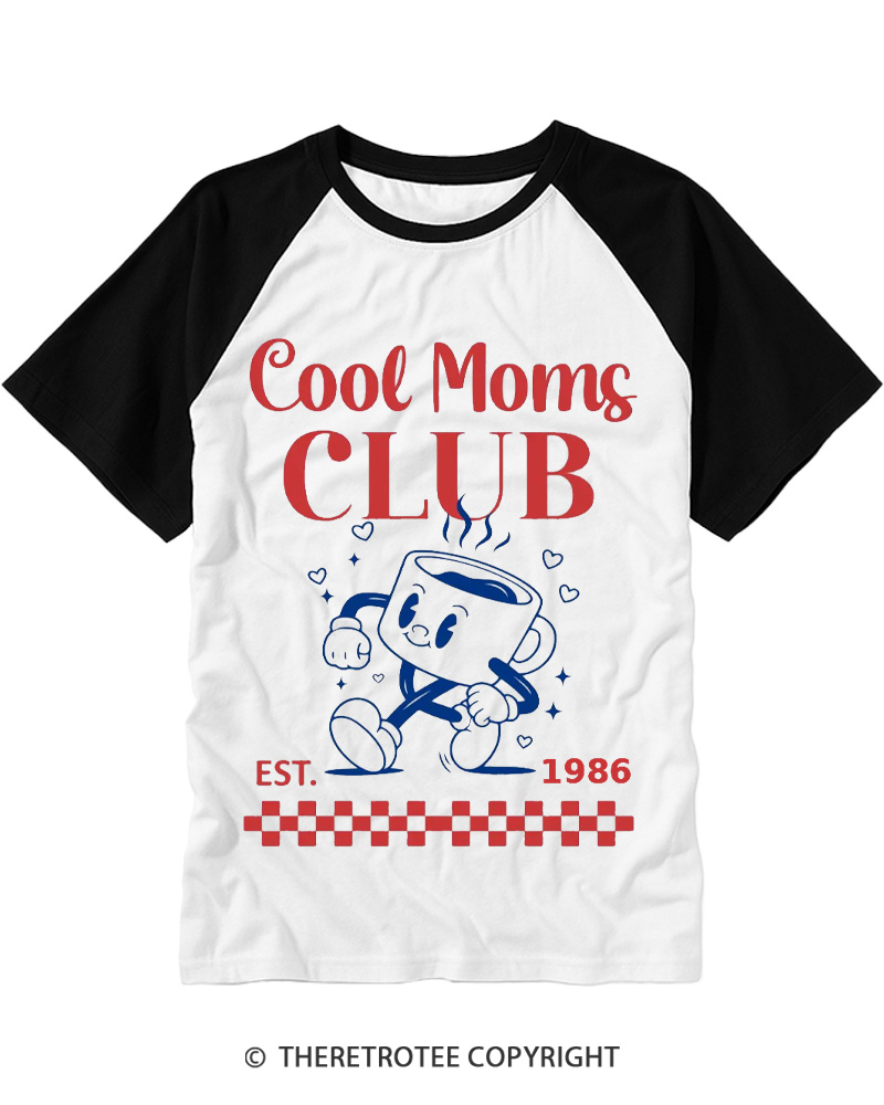 TheRetroTee Cool Moms Club 1980s Raglan Baseball T-Shirt