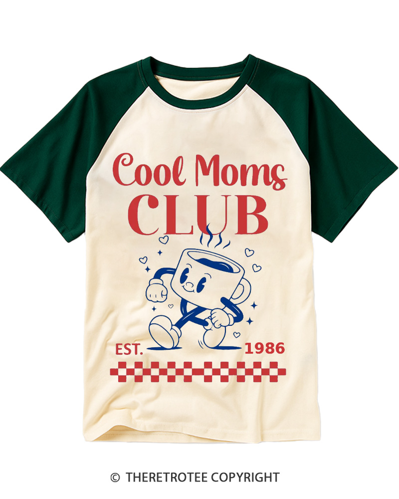 TheRetroTee Cool Moms Club 1980s Raglan Baseball T-Shirt