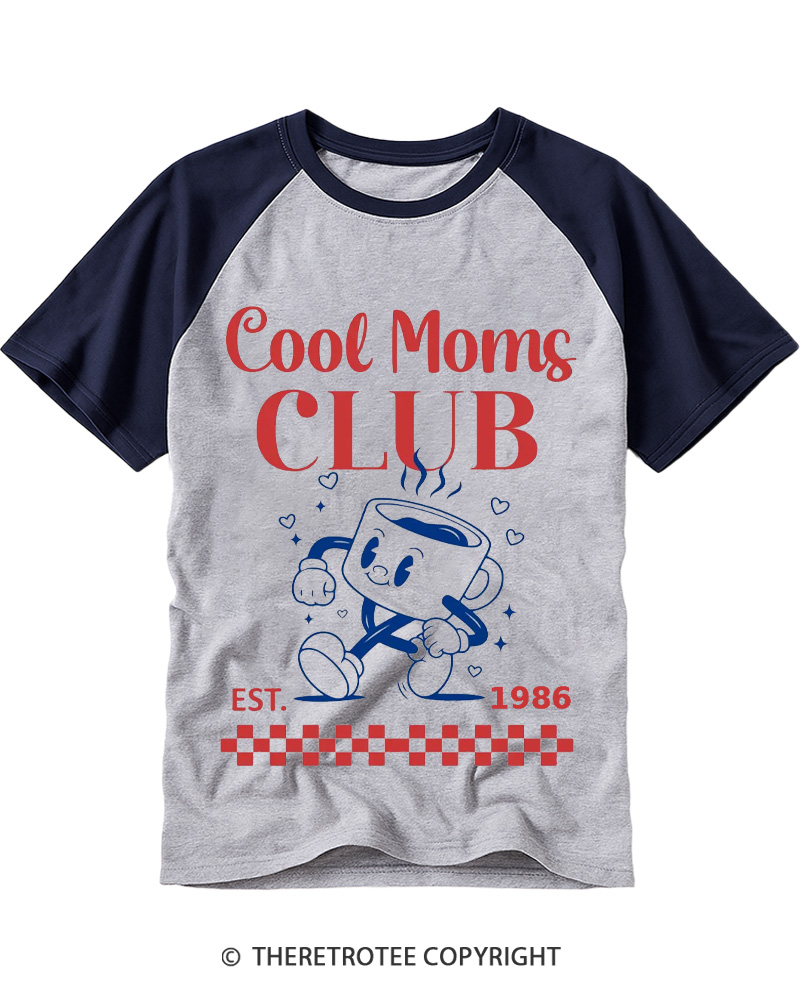 TheRetroTee Cool Moms Club 1980s Raglan Baseball T-Shirt