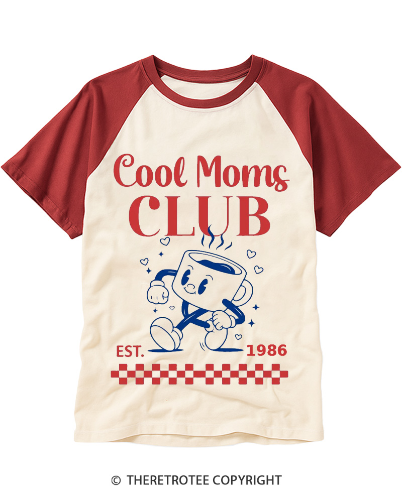 TheRetroTee Cool Moms Club 1980s Raglan Baseball T-Shirt