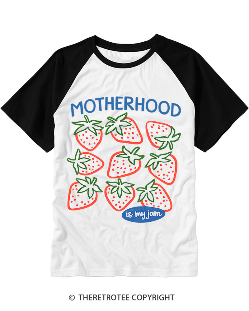 TheRetroTee Motherhood is My Jam 1970s Raglan Baseball T-Shirt